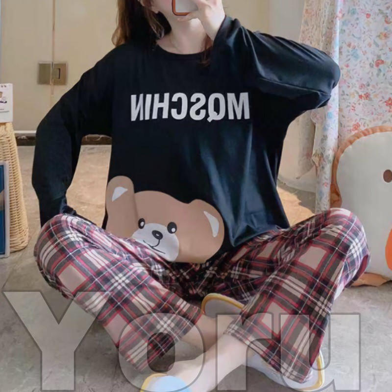 Pamelo PP786 Stelan baju tidur Import Baju Tidur Wanita Panjang PP Import Spandek PP10 PPJ-PP10 MQshin0 hitam