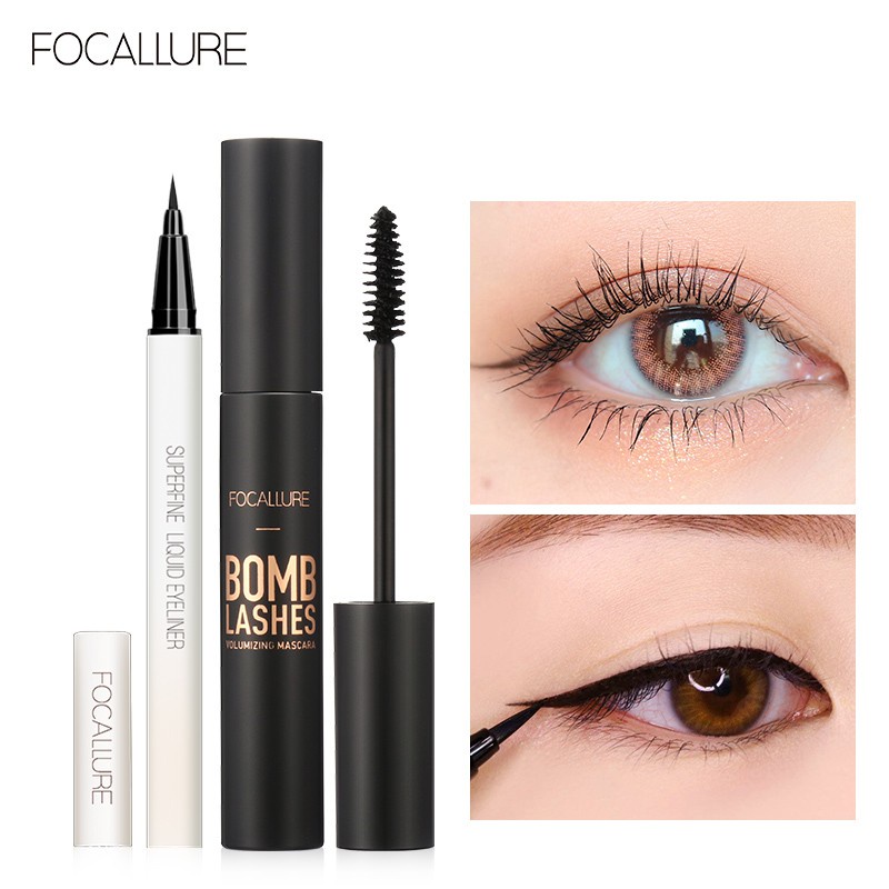 FOCALLURE 2PCS Eye makeup set Waterproof Eyeliner+ Curling Mascara