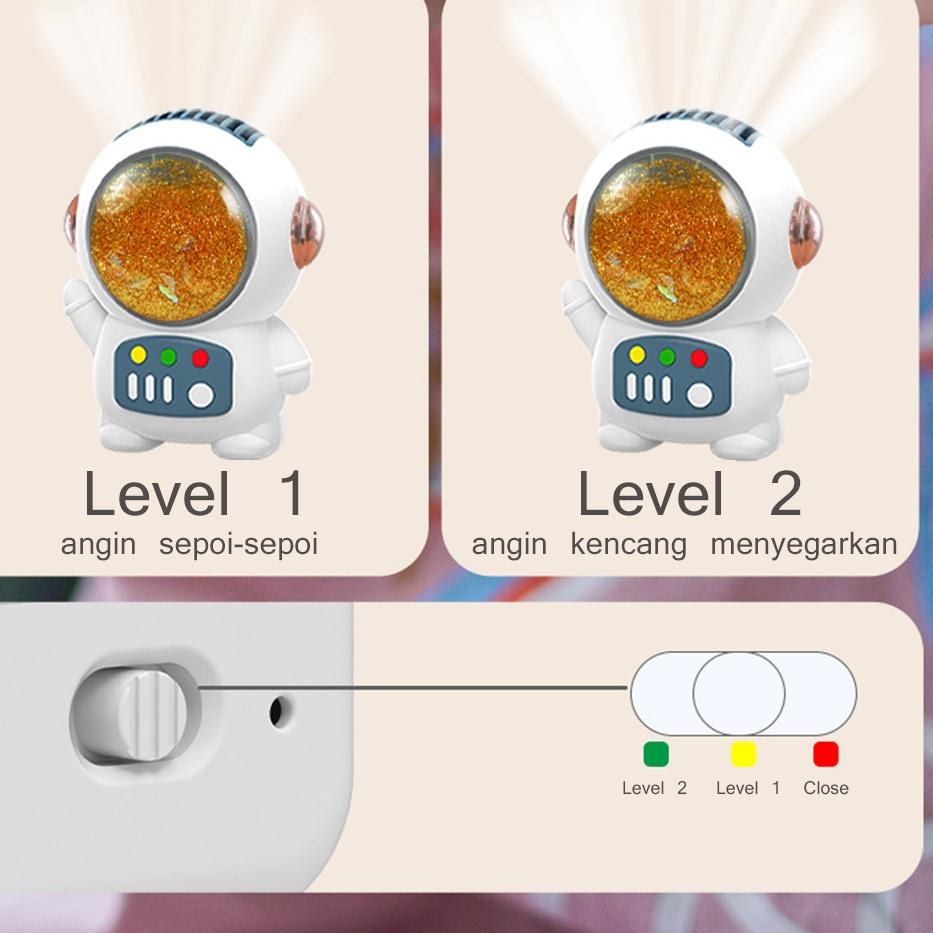 Banyak Dipakai.. Kipas Angin Mini Portable Karakter Astronaut Cute Fan 1500mah Kapasitas Besar Charg