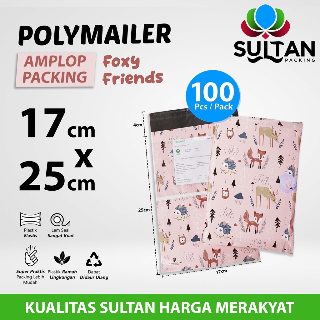 

Polymailer Polimailer 17cm x 25cm Amplop Plastik Packing Motif Foxy Friends Rusfet PACK