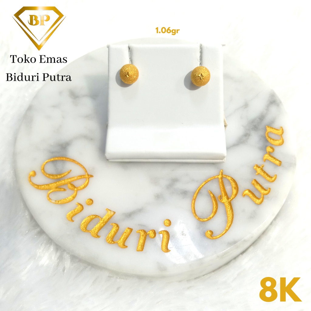 Anting Love Permata Perhiasan Emas Asli Kadar 8K/375 - Toko emas biduri putra