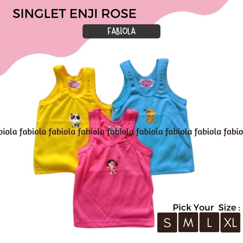 12 PCS KAOS DALAM ANAK CEWEK SINGLET ENJI ROSE -FABIOLA.ID