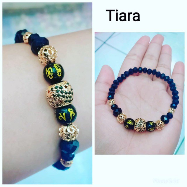 Gelang tanah  krustal hitam variasi perhiasa. Lapis emas