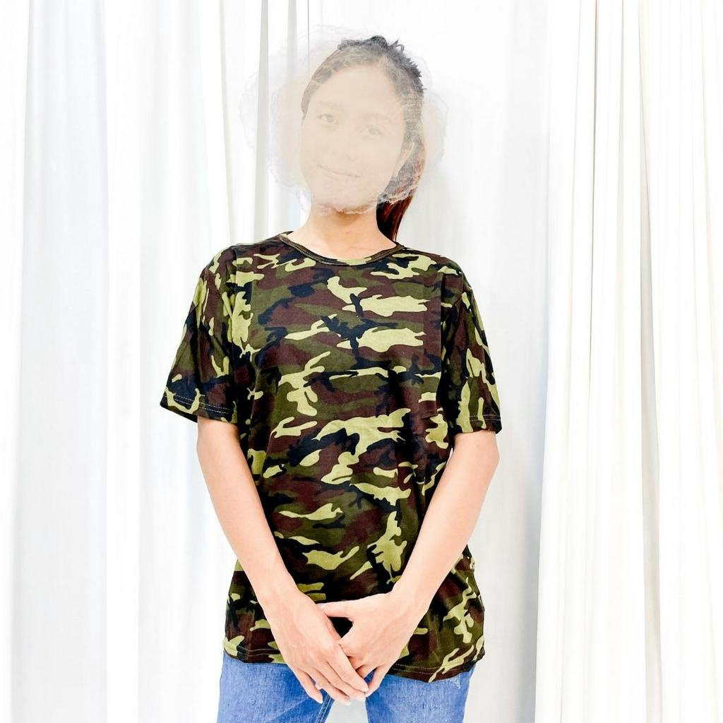 BAJU KAOS LENGAN PANJANG DAN PENDEK MOTIF ARMY / ATASAN LORENG ARMY WANITA