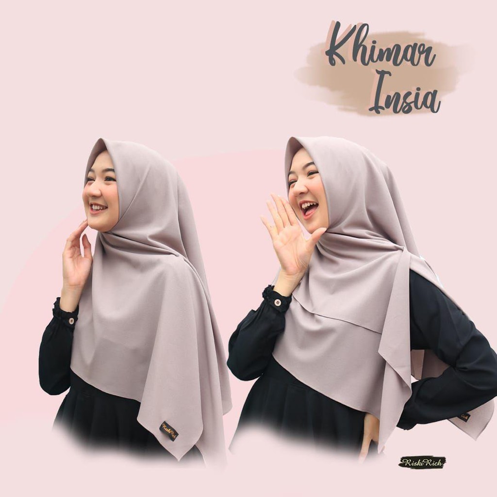 Riskirich Insia Khimar Jilbab Segi Empat Instan 2 layer Premium Jahit Tepi