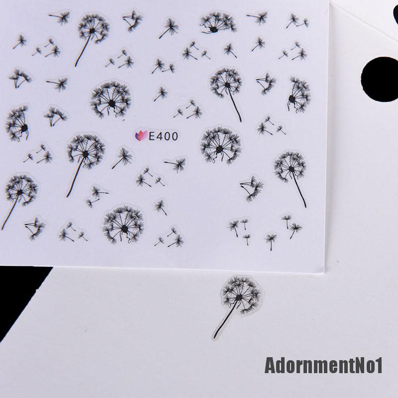 (Adornmentno1) Stiker Decal Transfer Air Motif Bunga Dandelion Terbang Untuk Dekorasi Nail Art / Manicure