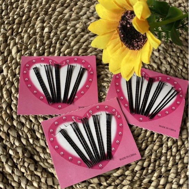 JEPITAN RAMBUT PINK CARD LOVE/ JEPIT RAMBUT LIDI HITAM PINK CARD ISI 15 PCS (HARGA PERCARD)