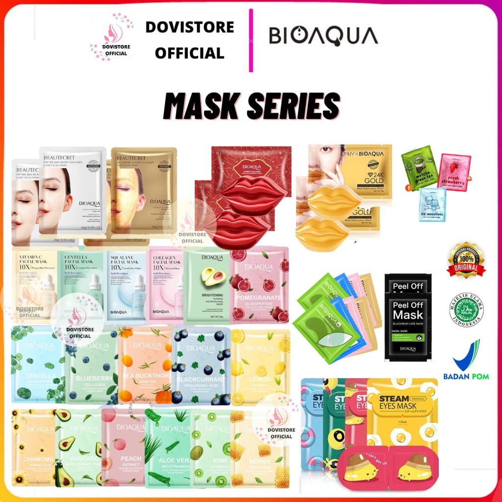 ❤️ DOVISTORE ❤️ BIOAQUA MASK SERIES | Sheet Mask | Lip Mask | Eye Mask | Masker wajah | Masker Bibir | Masker Mata