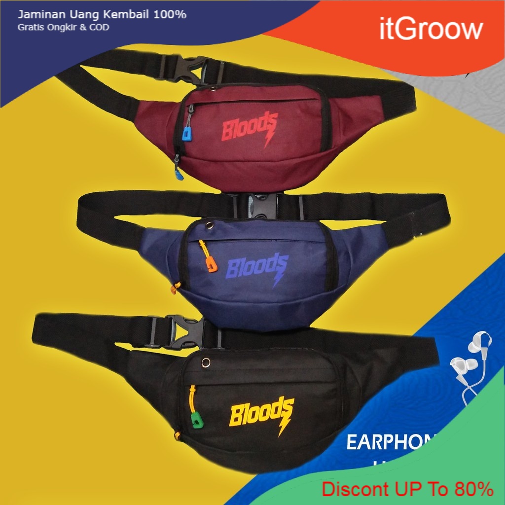 New PROMO Hot Waistbag TRM Bloods Distro pria Tas selempang Distro Waist Bag Distro Y22k BLOODS