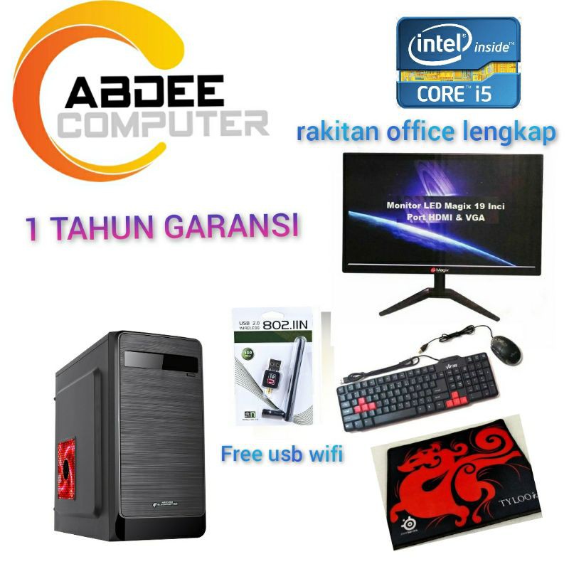 CPU RAKITAN CORE I5 RAM 4 GB SSD 120 GB LED 16 IN COCOK BUAT ADMIN