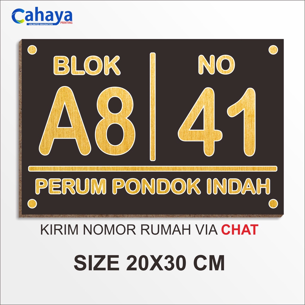 Custom Nomor Rumah Kayu MDF / Papan Nomer Rumah Berkualitas Type C78