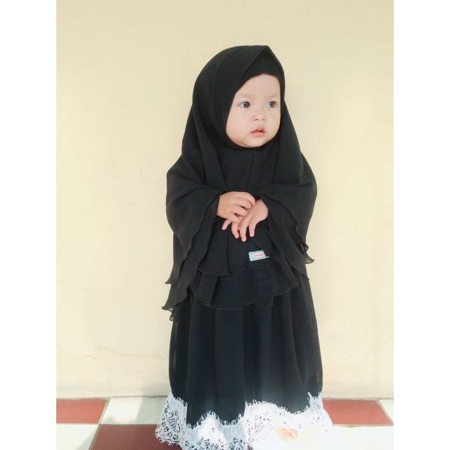 Gamis Ceruty Black / Gamis Anak Ceruty Hitam