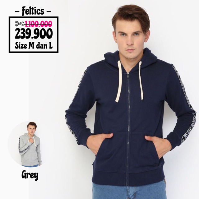 Jaket Hoodie Pria Original Feltics - Navy dan Grey