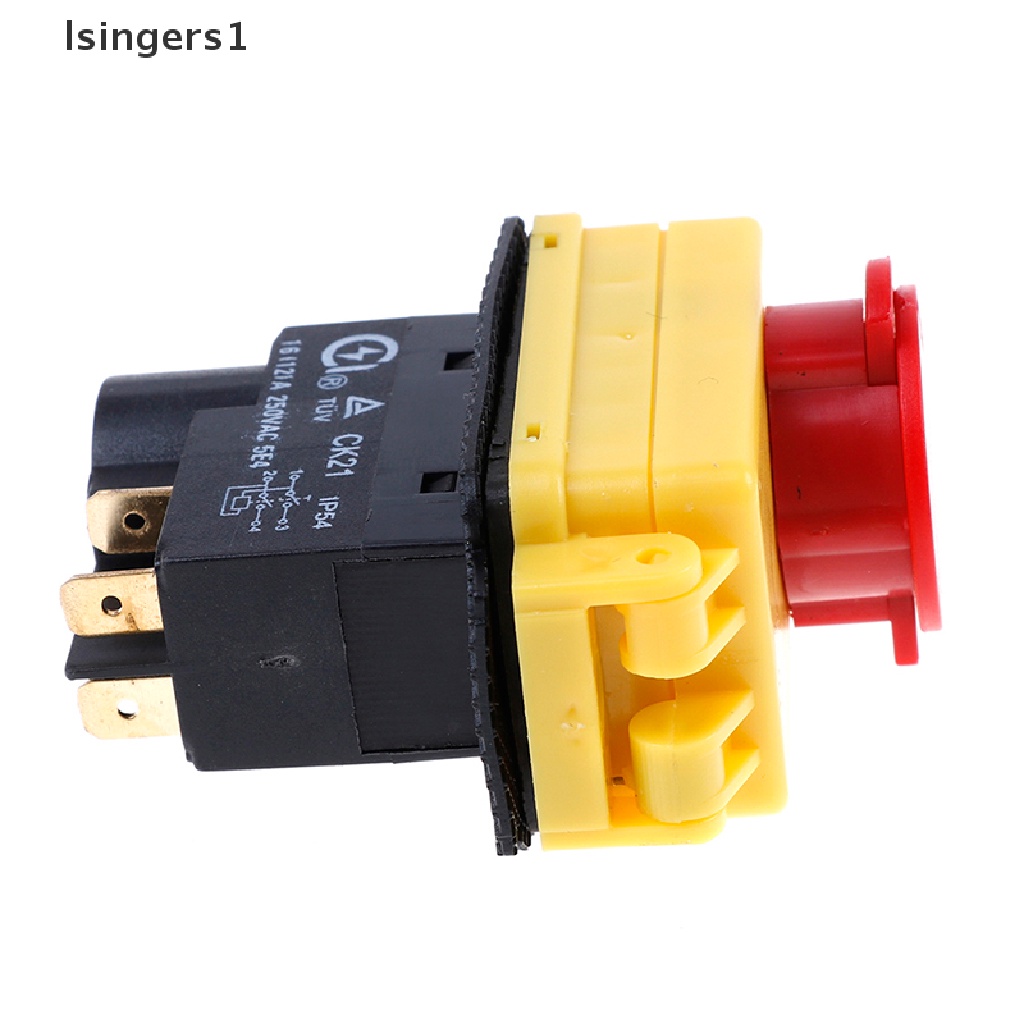 (lsingers1) 1pc Saklar start stop 250V 16A IP54 Tanpa Tegangan Dengan stop Darurat