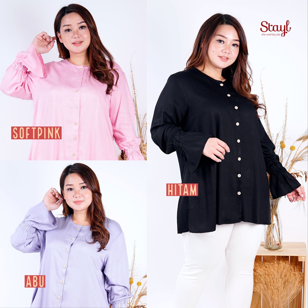 LD 120 ( Fit to 3XL ) Atasan blouse wanita lengan panjang Atasan big size rayon twill Inayah blouse-3