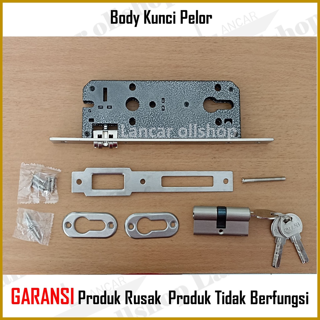 1 set tarikan pintu stainless + body kunci pelor + grendel tanam stainless