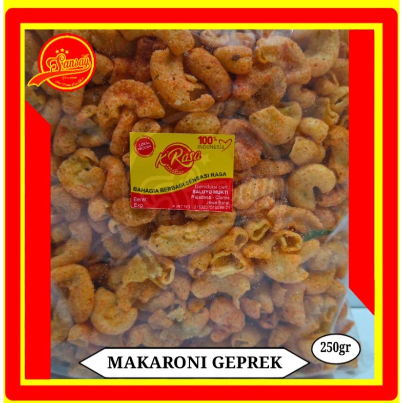 

makaroni geprek bentuk pipa bumbu pedas daun jeruk