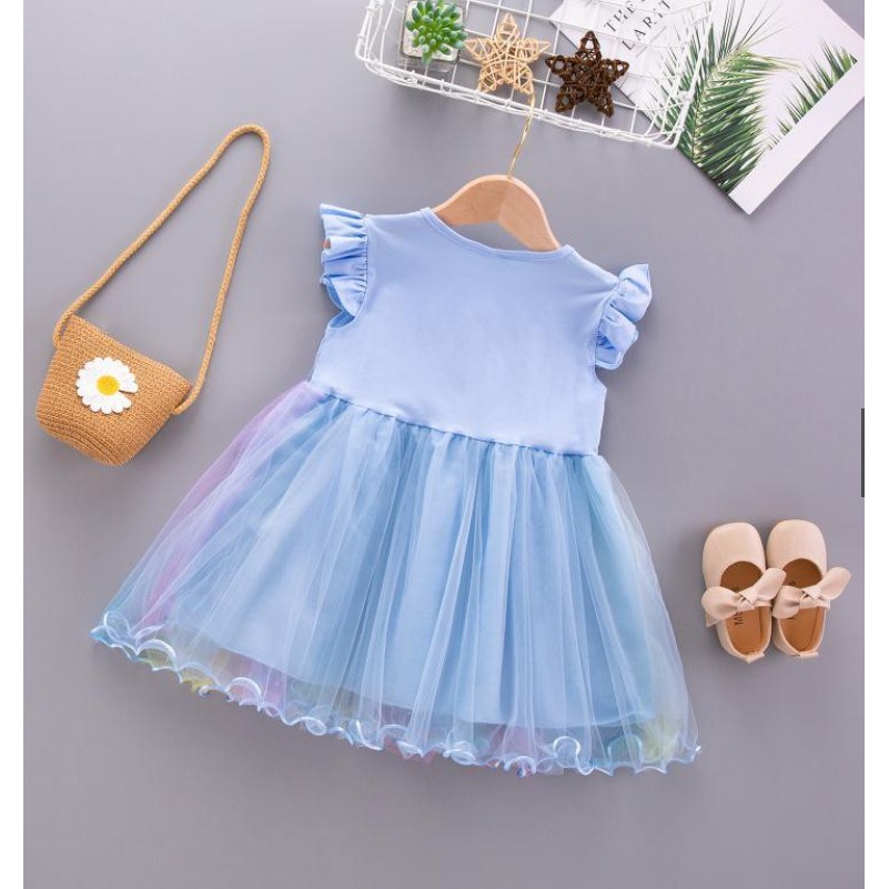 Import Unicorn Dress anak Perempuan Gaun Pesta Dress Tutu Rainbow