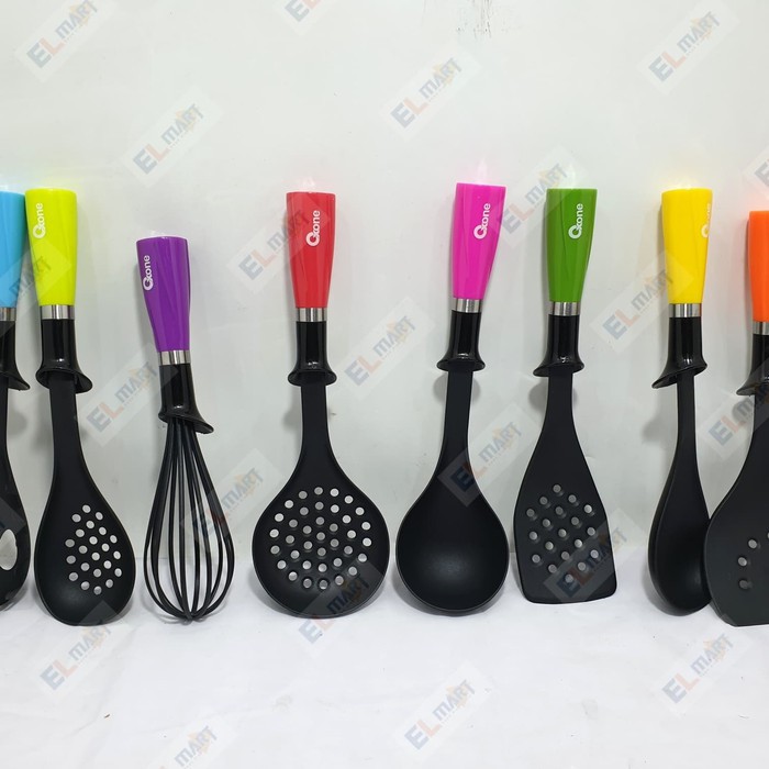 OXONE OX 043 Kitchen Tools Set 8pc Rainbow alat masak sutil whisk irus OX-043 - OX043 Spatula cantik