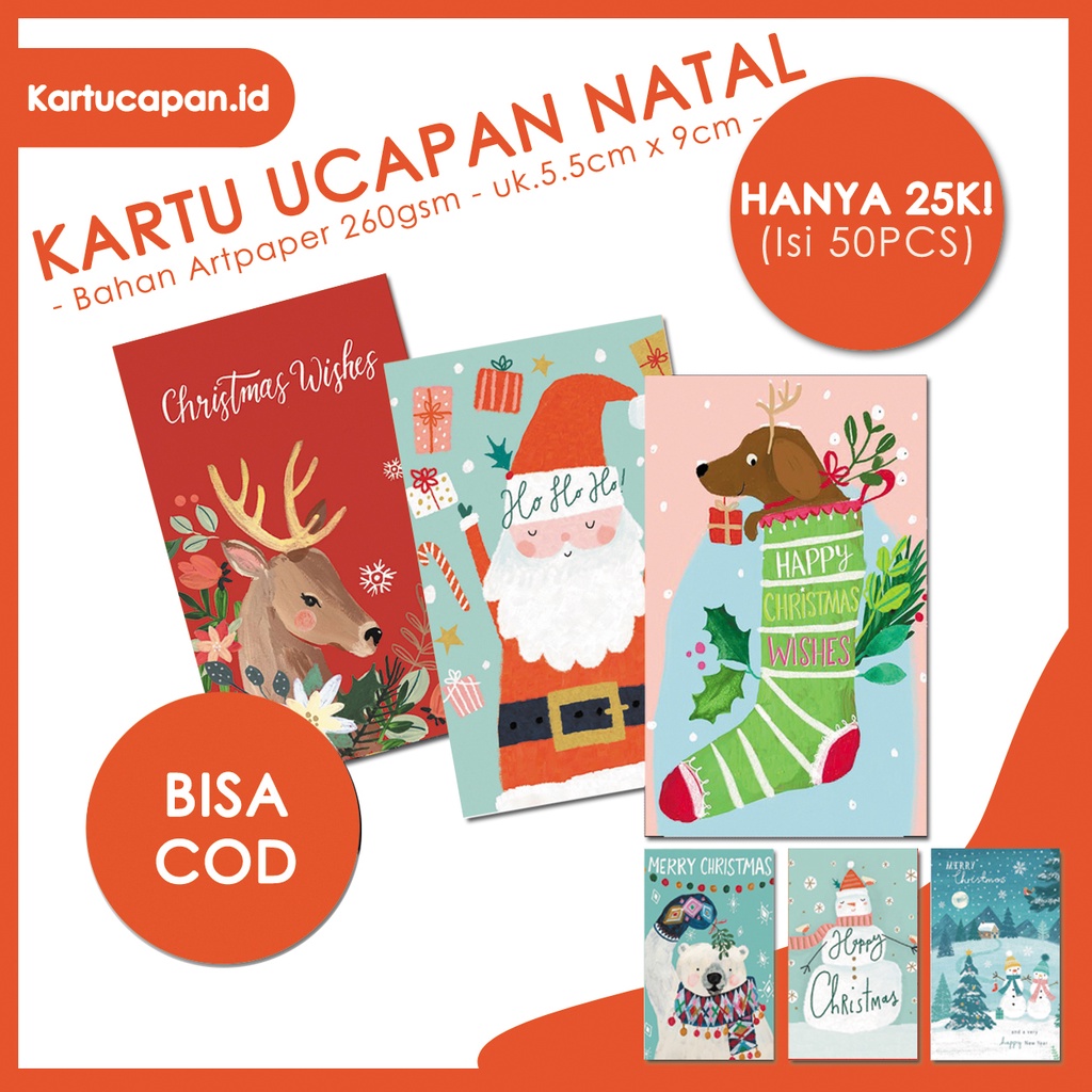 Jual KARTU UCAPAN NATAL / GREETING CARD MERRY CHRISTMAS / KARTU UCAPAN