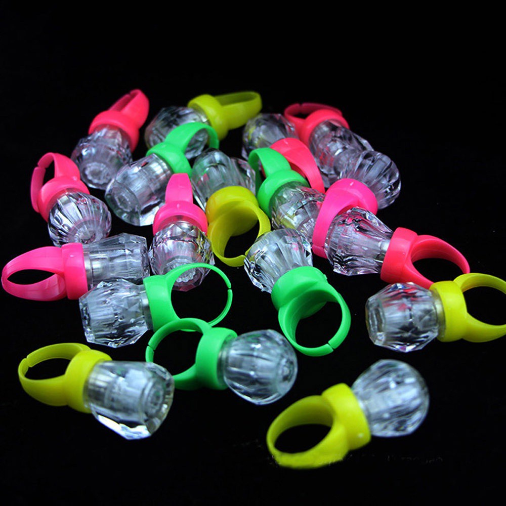 REBUY 10Pcs Party Favors Mix Colors Birthday Flashing Finger Ring LED Light Glow Rings Kids Toys Soft Lights Lovely Wedding/Multicolor