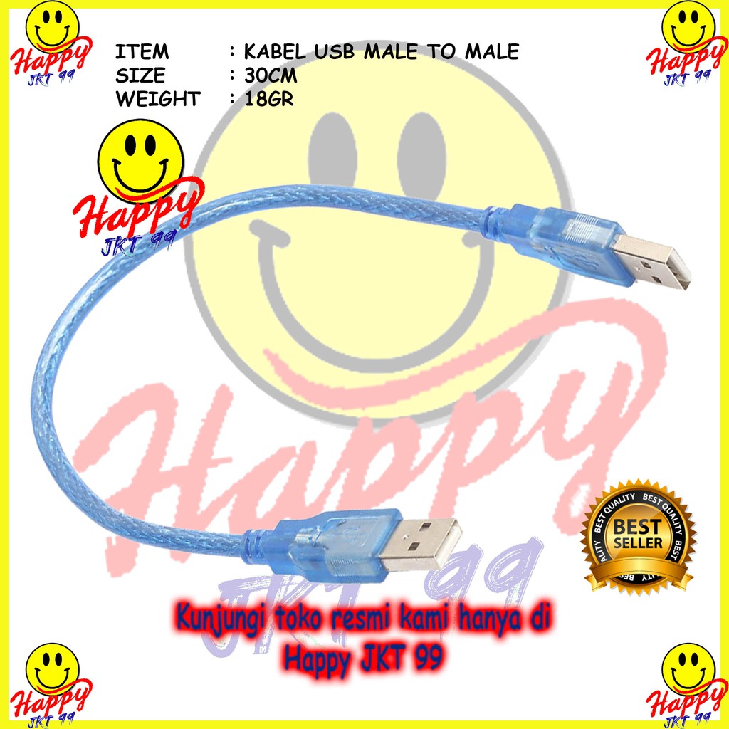 [ HAPPY JKT 99 ] KABEL USB MALE TO MALE 30CM