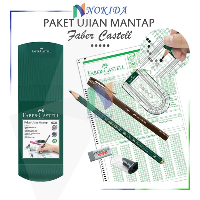 

Nokida Paket Ujian Mantap 125V Faber-Castell [1 Set] / Satu Set Alat Tulis Ujian / Perlengkapan Alat Tulis Sekolah Lengkap / Green Pantone Faber Castell / Pensil Paber Kastel / Penghapus Faber Kastell / Rautan Penggaris Busur Faber Castell Asli