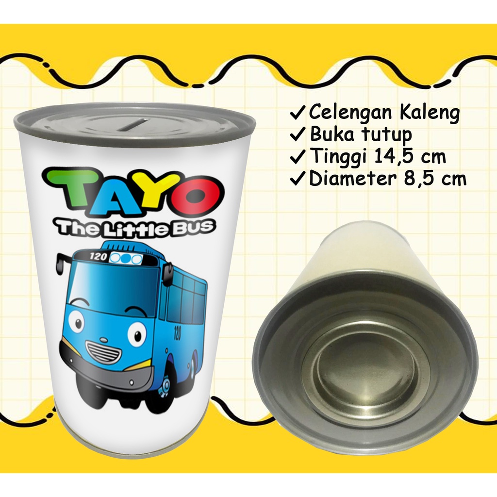 Celengan Kaleng Buka Tutup / Celengan Kaleng Tayo / Celengan Custom