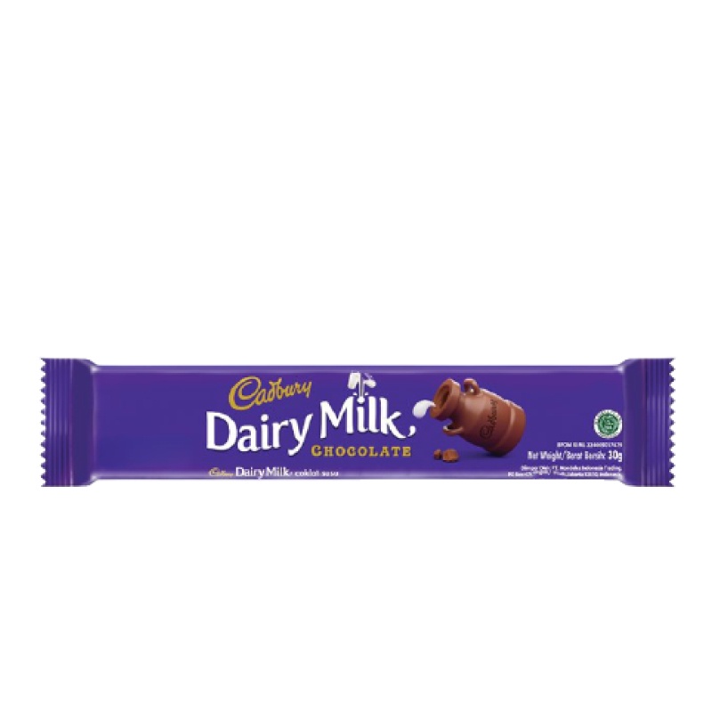 

Cadbury Dairy Milk Chocolate Original Regular 30g, coklat dengan susu untuk Camilan