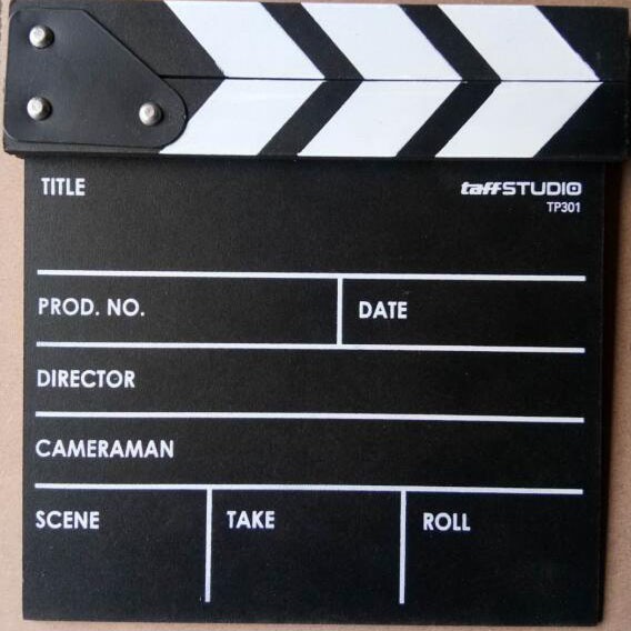 Clapper Board Cinema Kayu / Movie Slate Kayu / Wood Dry Erase Director - Black