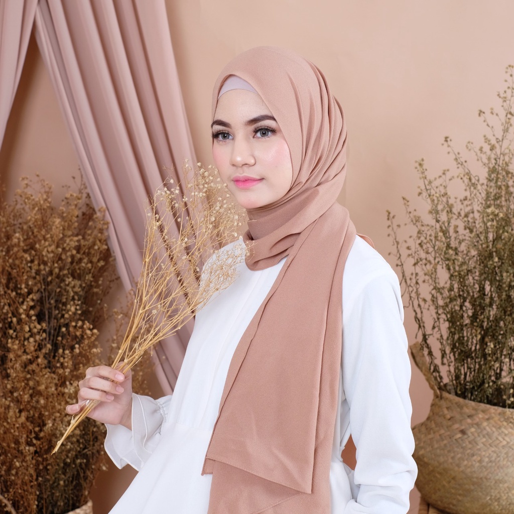 Jilbab Pashmina Diamond Crepe / Krudung Hijab Pasmina Sabyan Jahit Tepi Premium Jumbo 180x75 Part 1-MILO