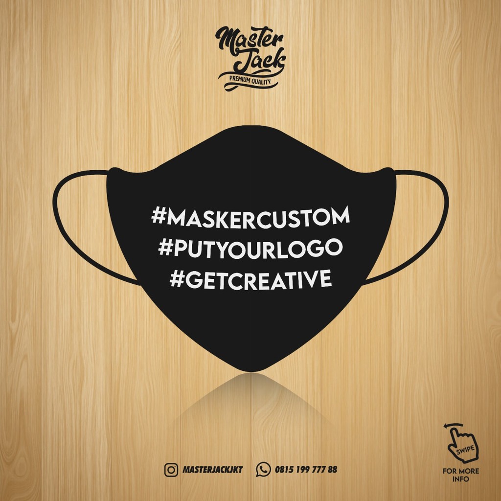 Masker Kain Custom Logo / Sablon Masker Kain / Free Design Logo