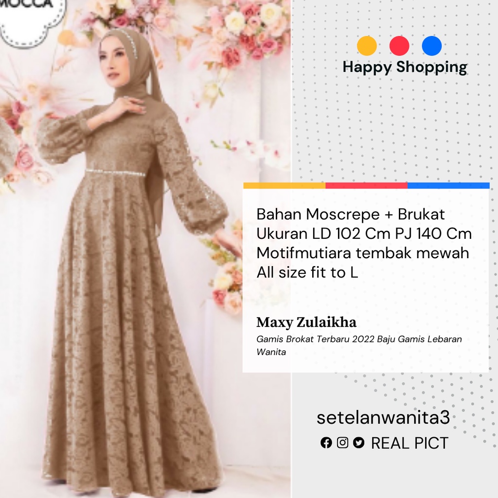 Gamis Brokat Terbaru 2022 Baju Gamis Lebaran Wanita Model Kekinian Bahan Moscrepe Kombinasi Brukat Pesta Kondangan Pernikahan Muslimah Syari LD 102 All size L Bisa COD Terlaris Baju Lebaran Gamis Wanita Dewasa Baju BAru Alhamdulillah