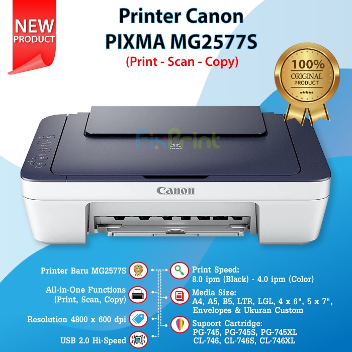 PRINTER CANON PIXMA MG2570S / PRINTER ALL IN ONE MG 2570 S RESMI Varian MG2577s Putih MG2570s Hitam (print, scan, copy) All in One Multifungsi 3 in 1