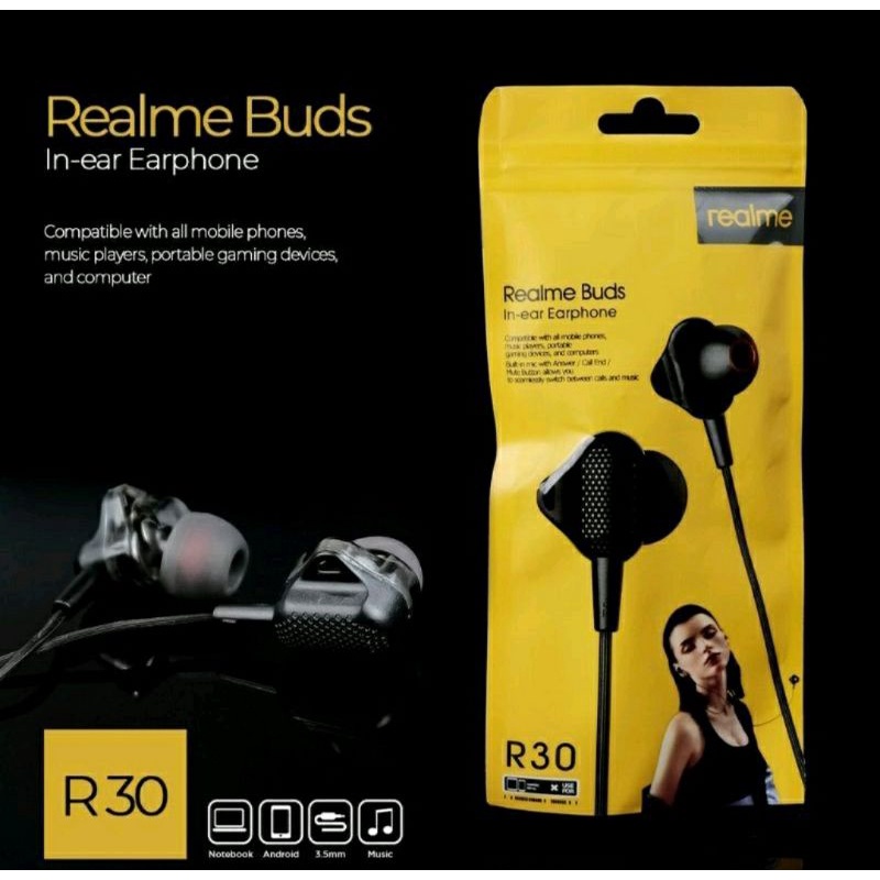 Headset Realme R30 Earphone Realme Buds In-ear Handsfree + Mic