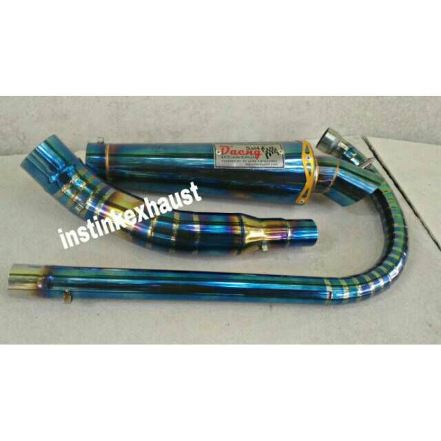 fullsystem Knalpot Racing Bluemoon vixion & new vixion Pipa Leher C Knalpot DAENG kidal ful bluemoon