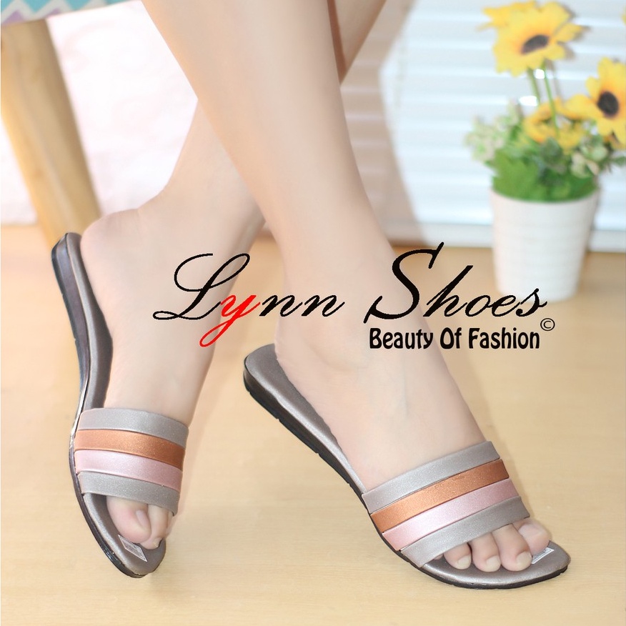 Lynn Sendal Teplek Flat Wanita Simple SD22U - Abu / Hitam / Pink