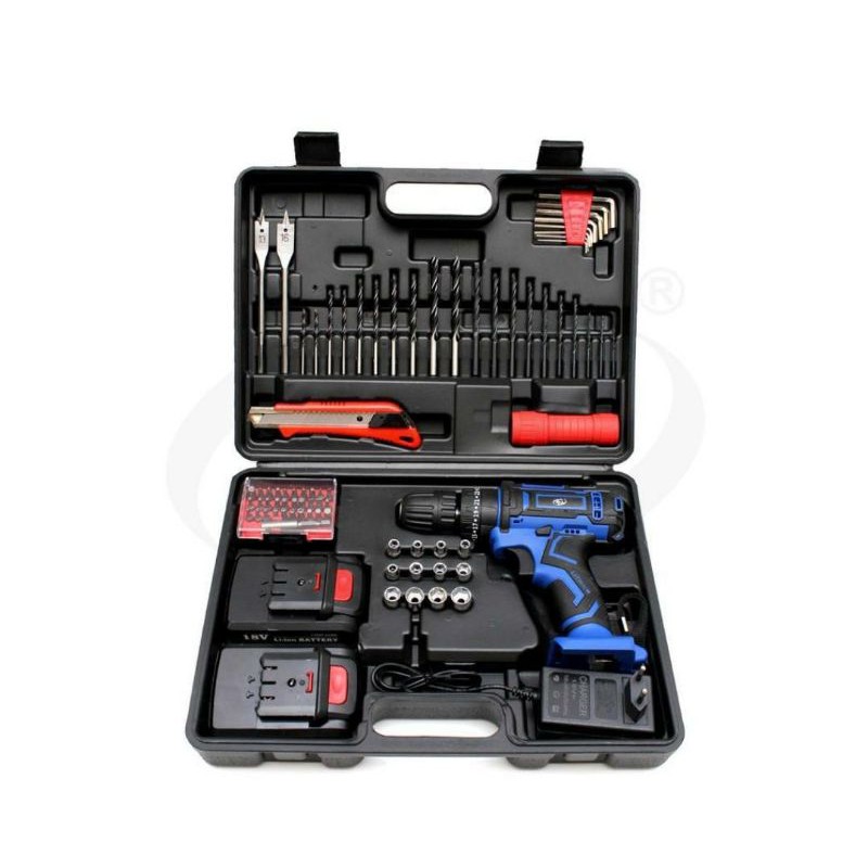 mesin bor cas set H&amp;L 912 2batterai /bor baterai setH&amp;L 18v/bor cordless set H&amp;L (bisa buat beton )