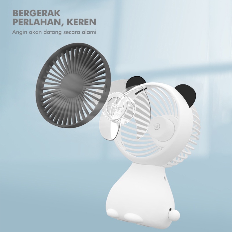 【Beli dua diskon 20%】 Goojodoq Kipas meja isi ulang USB / kipas angin mini genggam beruang cute /mini fan portable