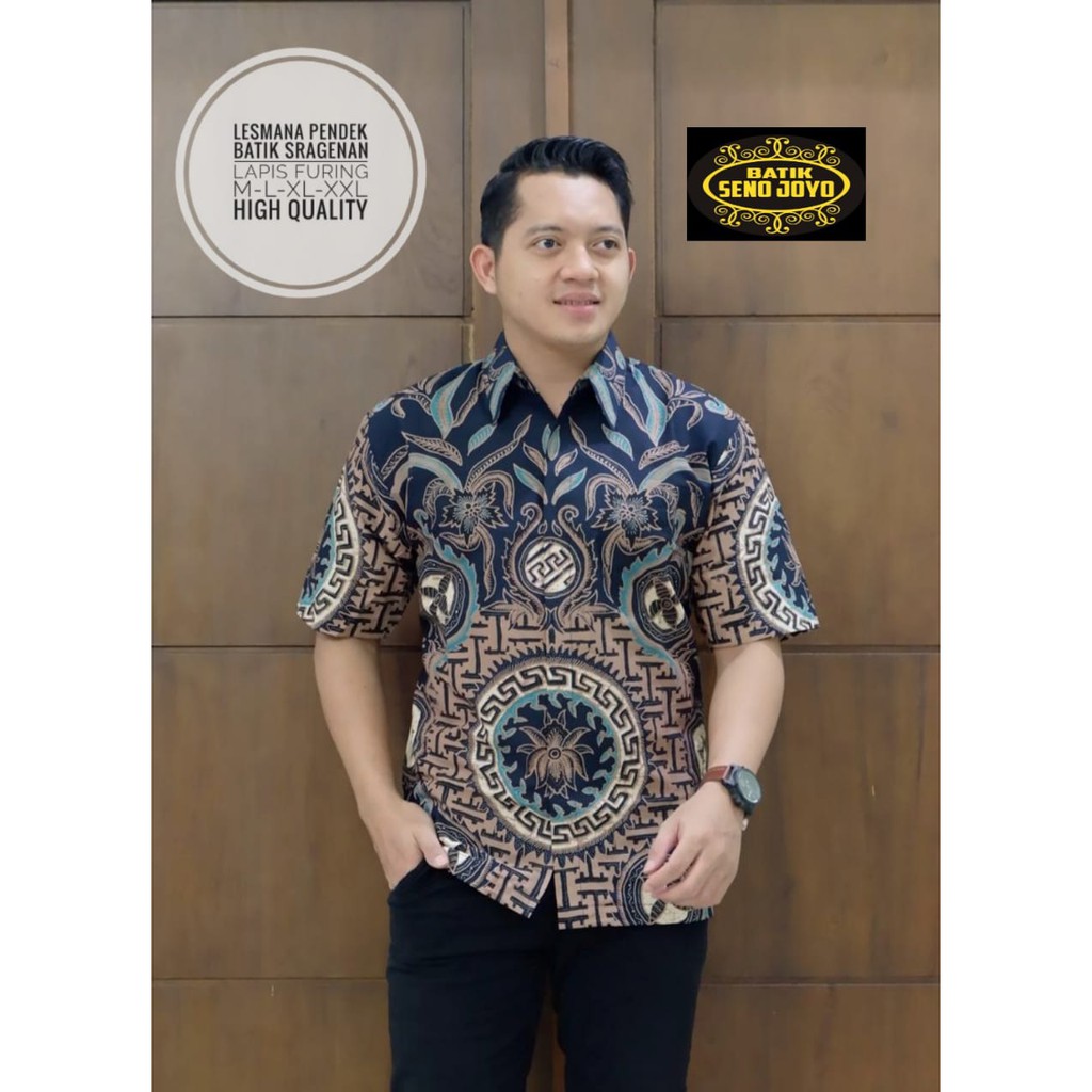 CAKRA NAVY kemeja batik pria lengan panjang terbaru ORIGINAL BY FLORIST