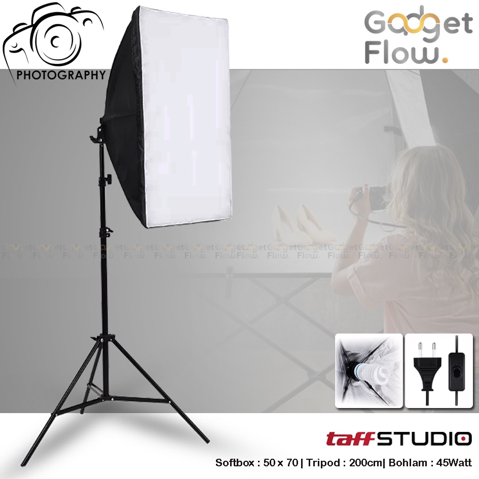 PAKET Softbox Payung Diffuser Reflektor Fotografi Lighting Tripod TAFFStudio