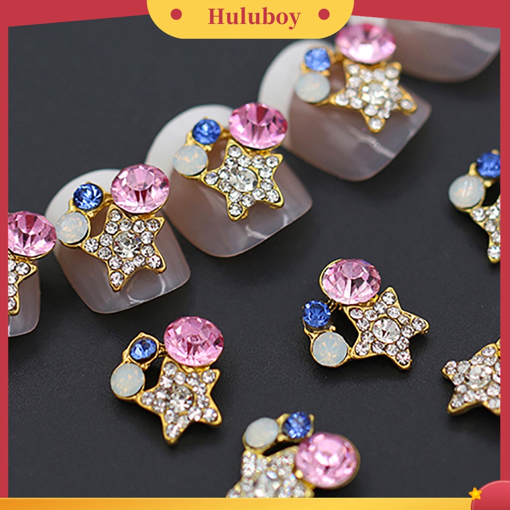 Huluboy Huluboy♡ 10pcs Stiker Kuku Bahan Alloy Aksen Berlian Imitasi Untuk Dekorasi Nail Art