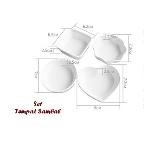 

v01vss Set Tempat Sambal ( 1 Set Isi 4 Pcs Motif Berbeda, Bahan Keramik) Fsfs201