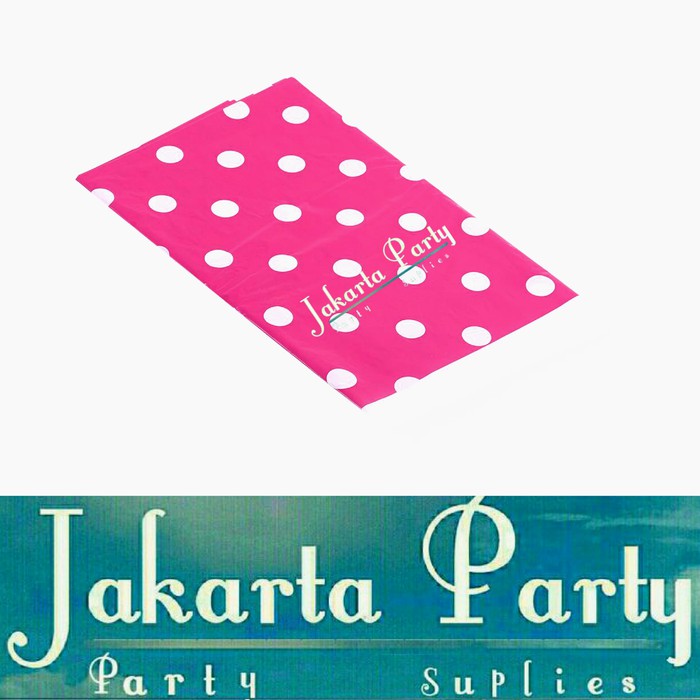 Table Cover Pink Fushia Polkadot / Taplak Meja Pink Magenta Polkadot