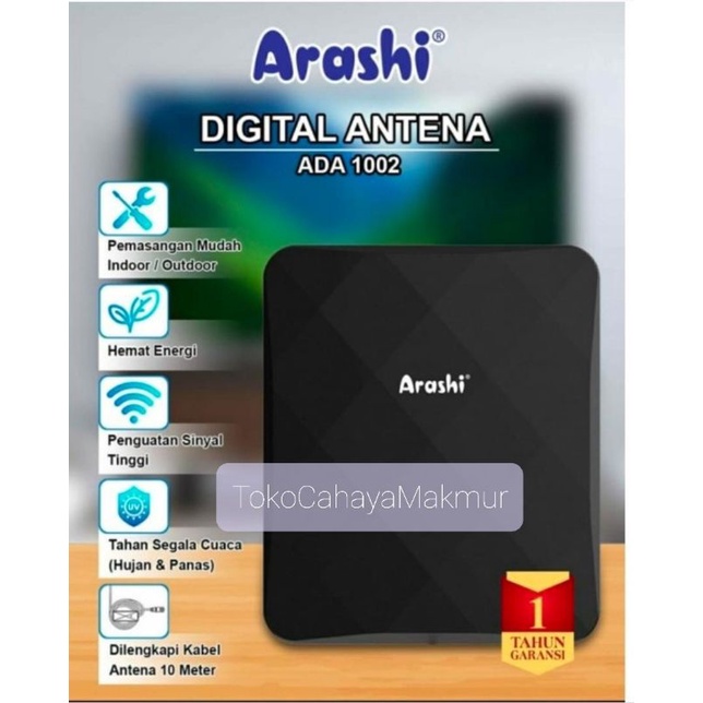 Arashi Antena TV Digital ADA 1002 HDTV Indoor/Outdoor/Anti UV 10 Meter