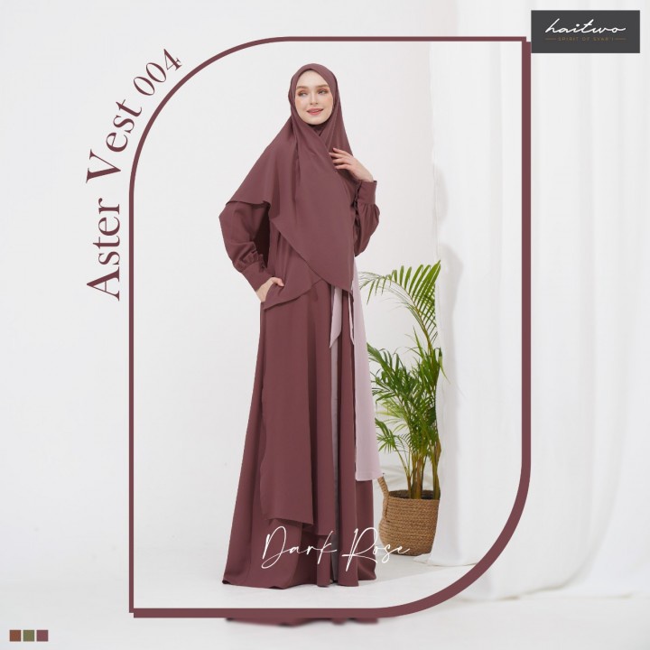 Nibras Haitwo Cresedia 004 Aster Vest 008 Gamis Syari Set Jilbab Bahan Jaguar Terbaru Ori Baju Pesta Wanita