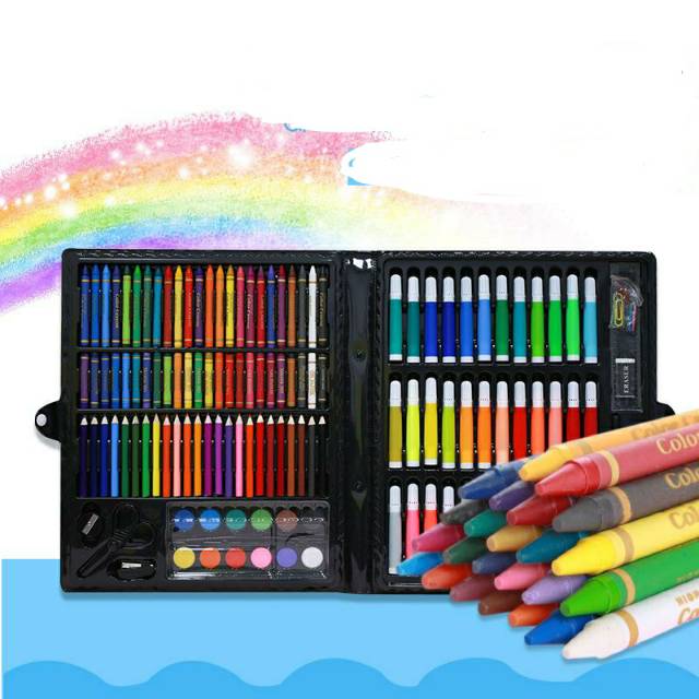 150 pcs pensil warna alat tulis set crayon colouring set 150 pcs art set