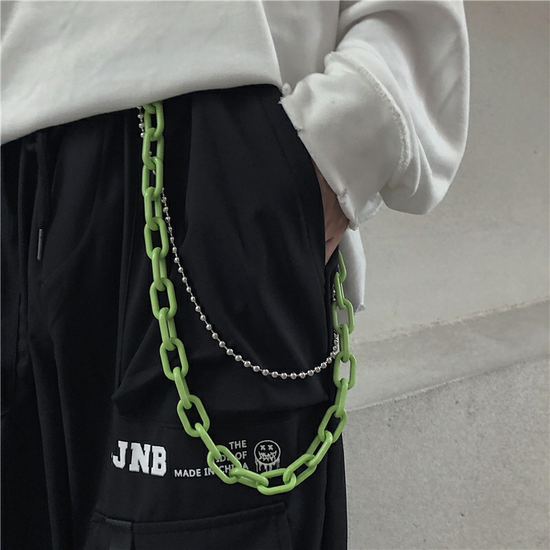 Double Acrylic Pants Chain Accessories Hip Hop Korean Trend Street Retro