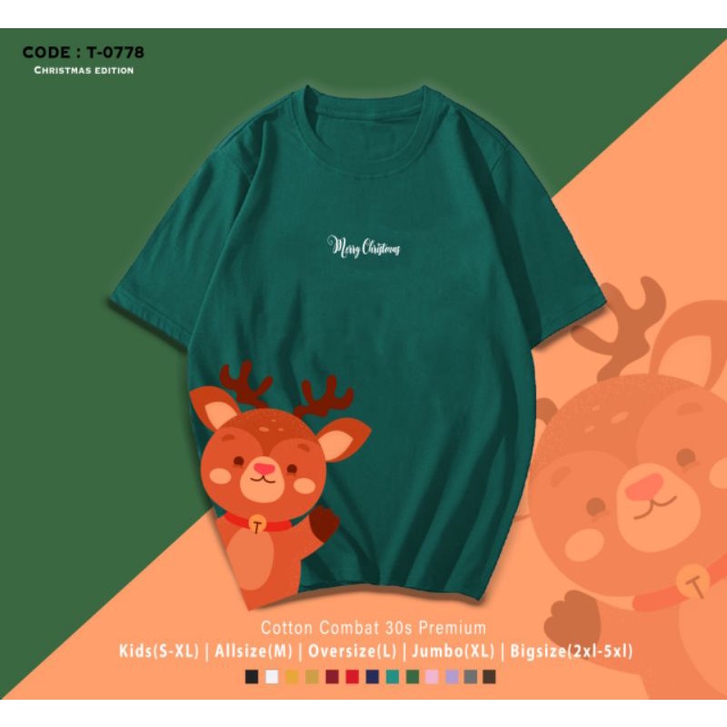 KAOS NATAL RUSA DEER SIDE/T-SHIRT MERRY CHRISTMAS DEER SIDE