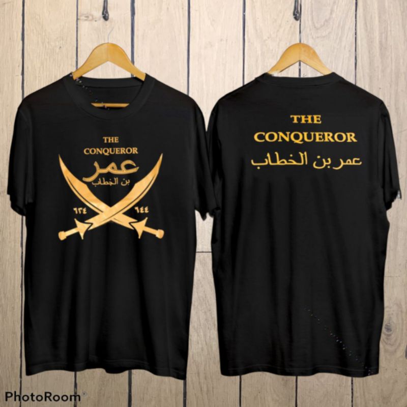BAJU KAOS DISTRO/T-SHIRT KAOS PRIA KAOS ISLAMI  KAOS DAKWAH KAOS SAHABAT NABI NEW KHALID BIN WALID-UMAR PEDANG MAS